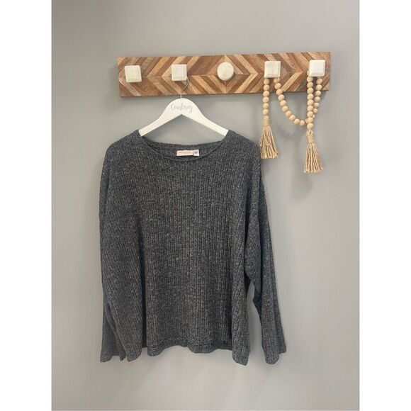 Only Carmakoma dark grey ribbed long sleeve top Size 1X - Picture 1 of 7